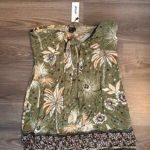 NWT Nasty Gal Olive Green Floral Blouse